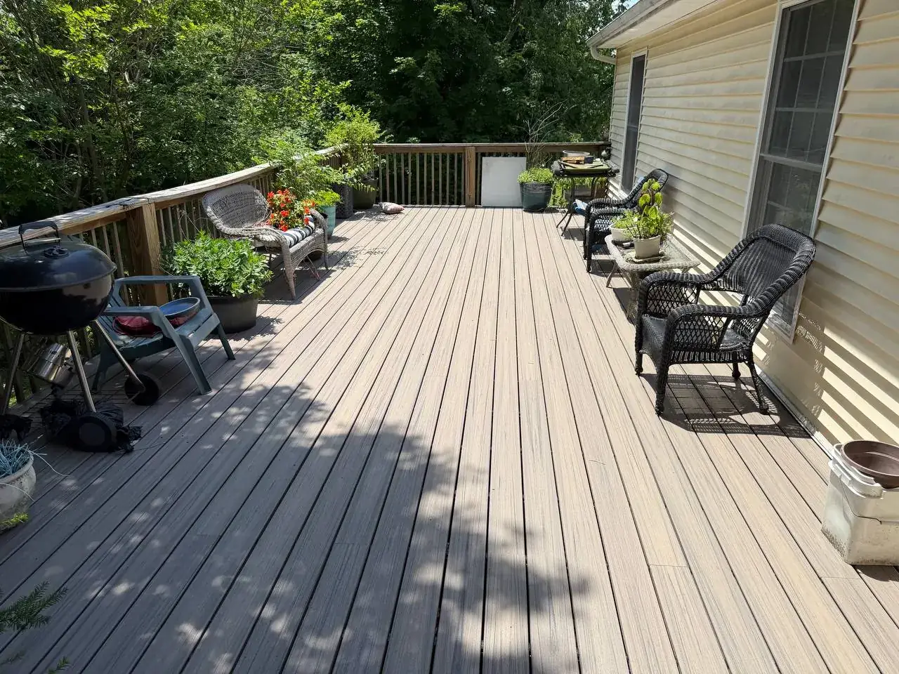 The same deck after composite deck board resurfacing