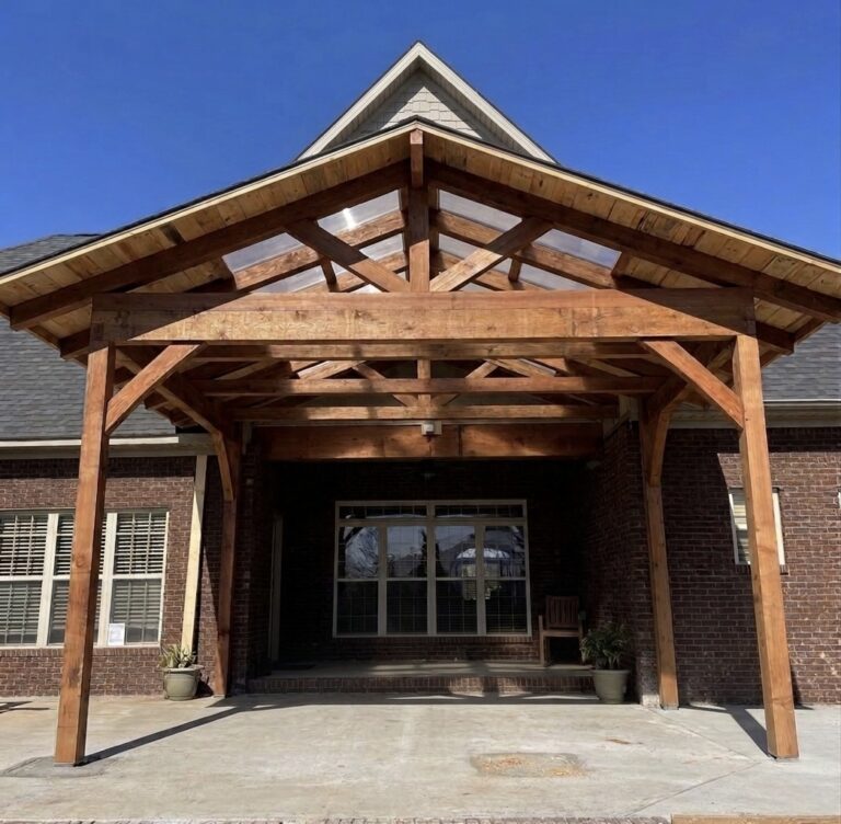 Finished timber porch cover and rail detail